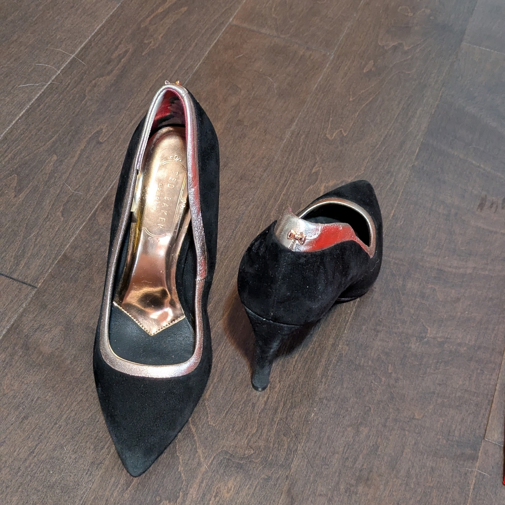 Ted Baker Black and Gold Stiletto Heels